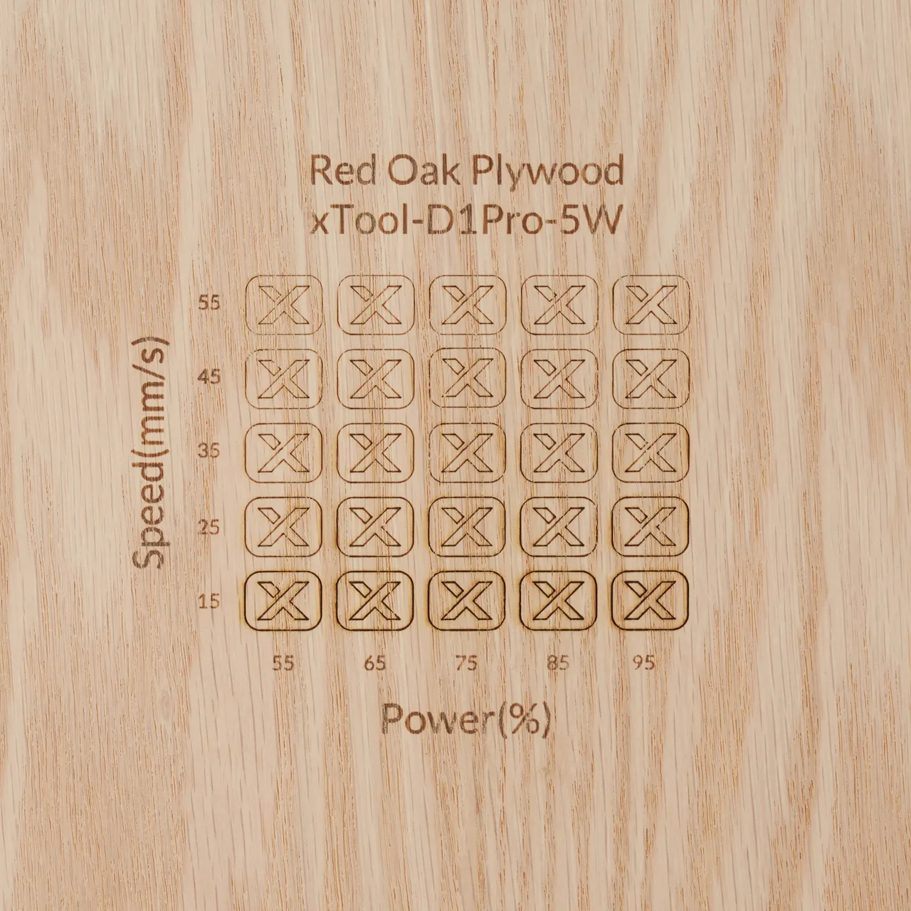 1/8"(3mm) Red Oak Plywood test grid