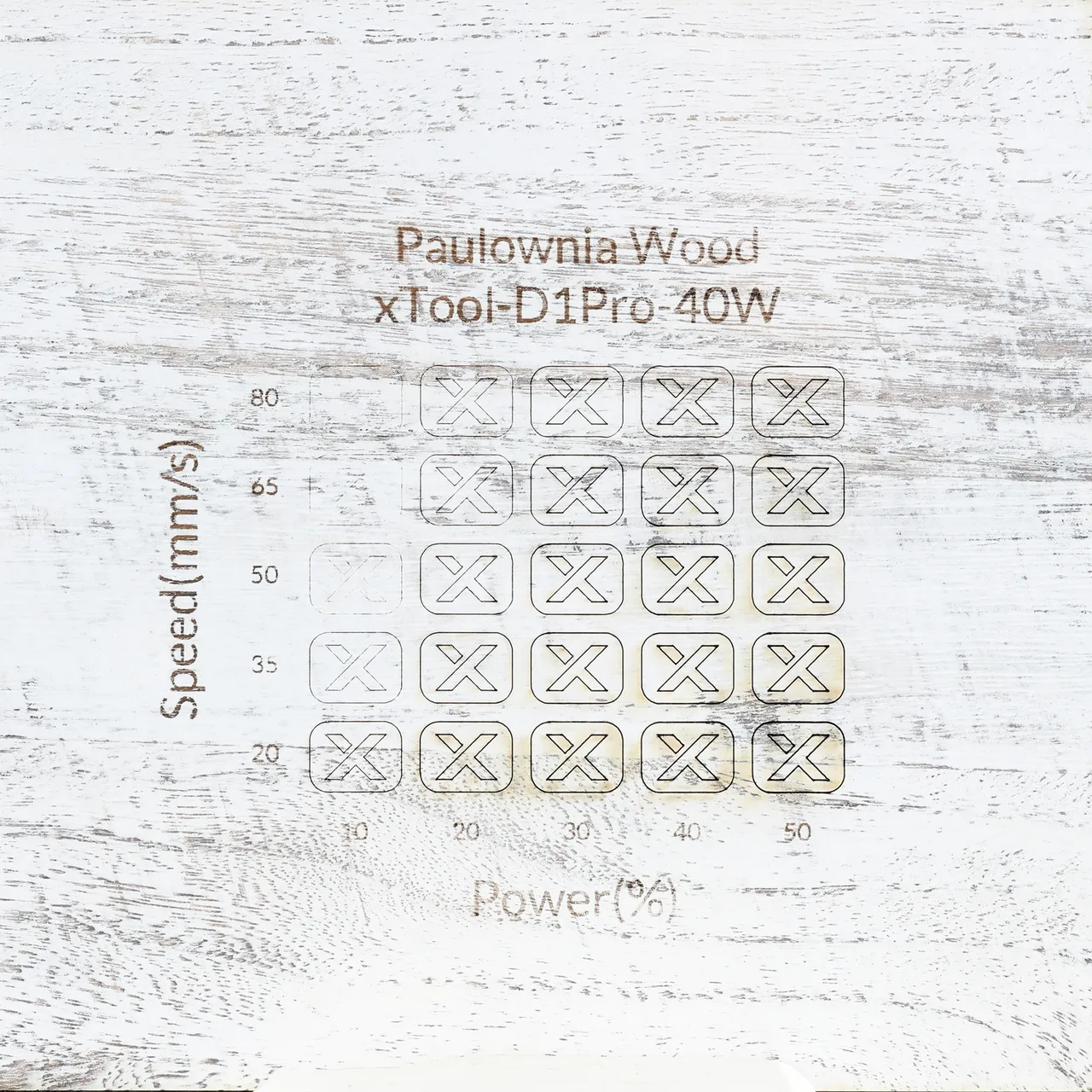 Distressed White Painted Paulownia Wood test grid