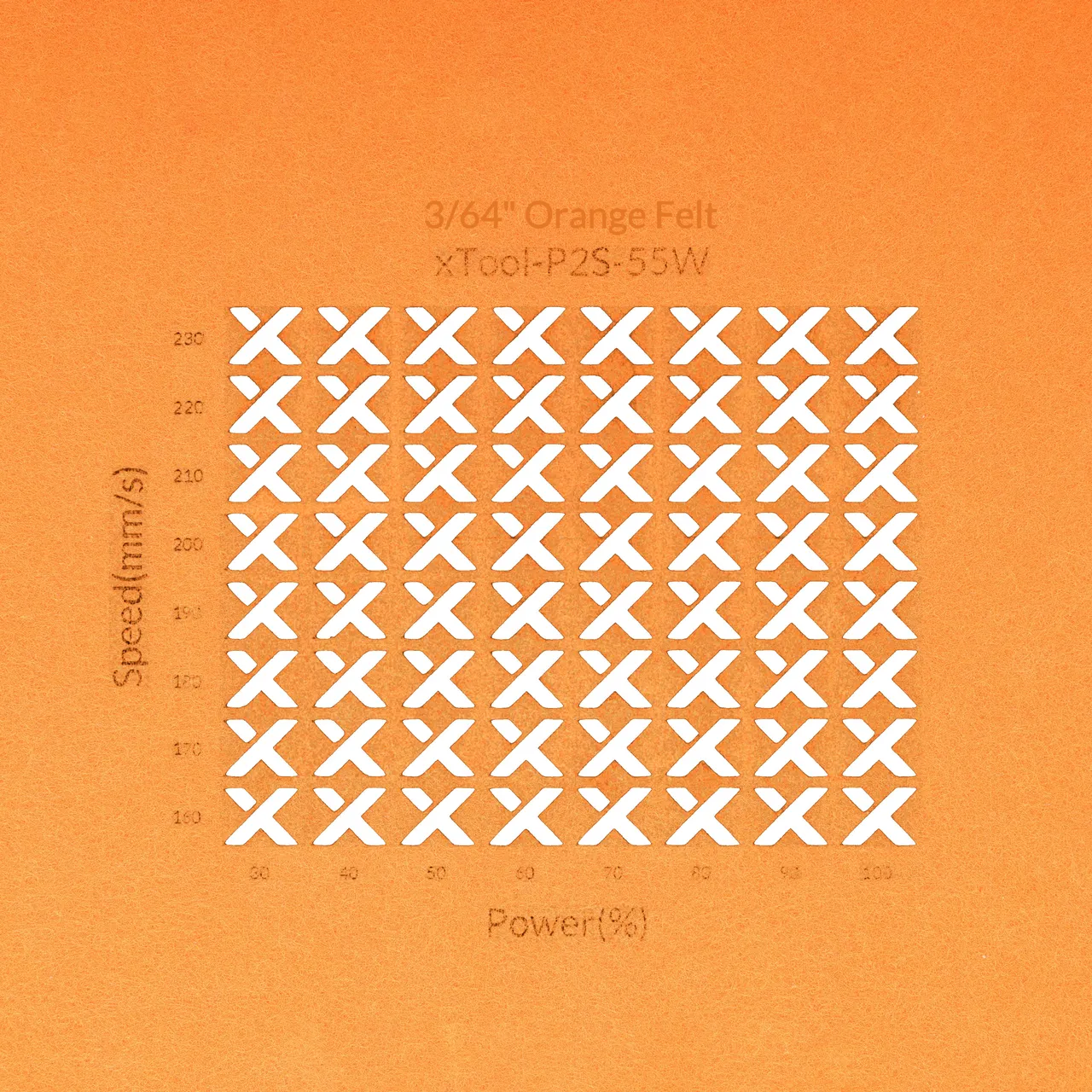 3/64"(1mm) Orange Felt test grid