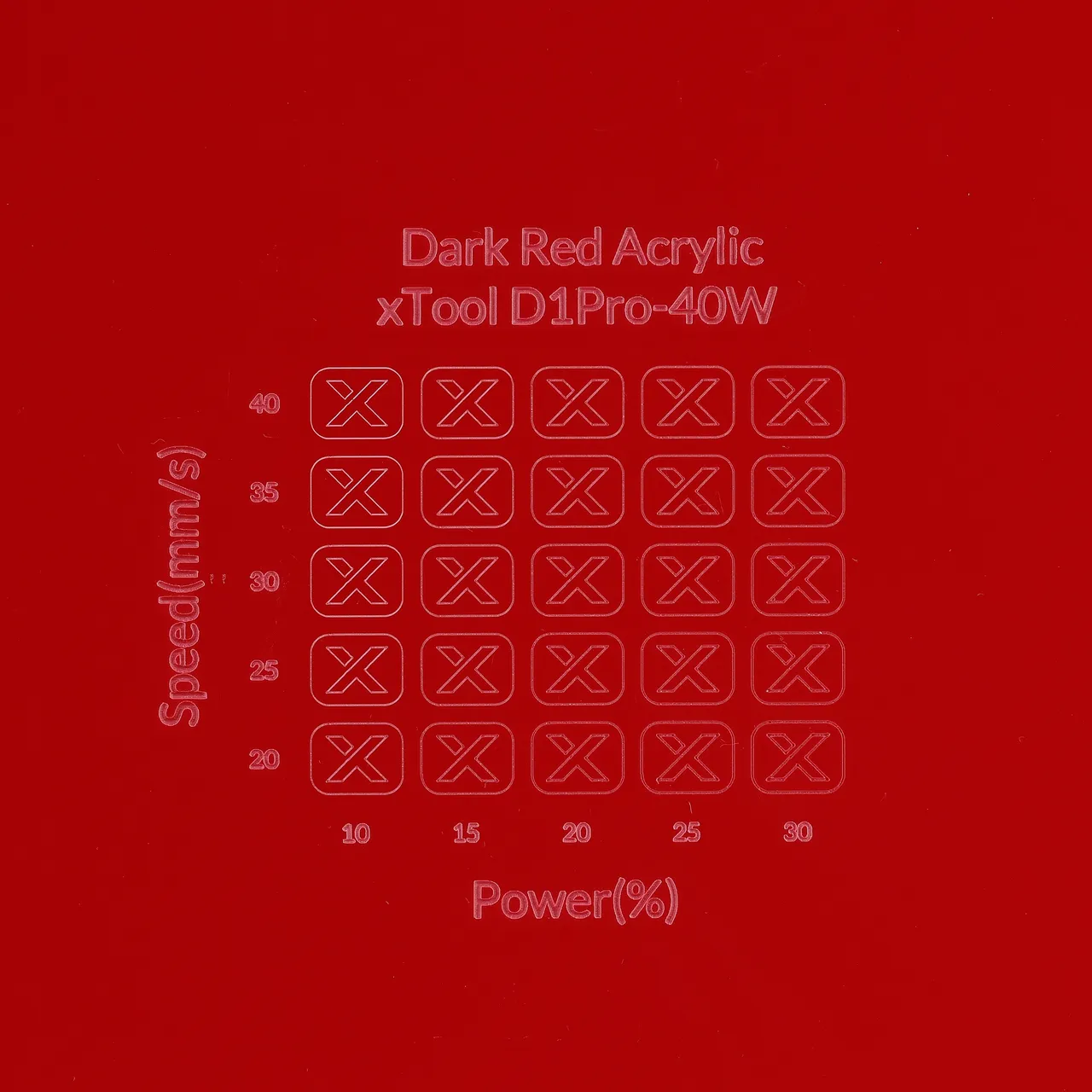 1/8"(3mm) Dark Red Acrylic test grid