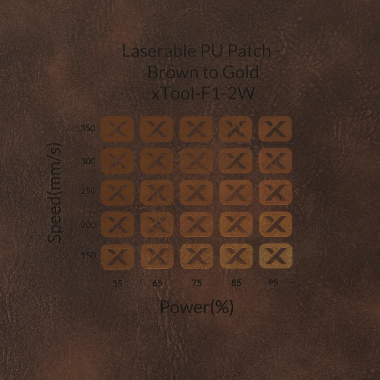 Round Laserable Pu Iron-on Patch-Brown to Gold test grid